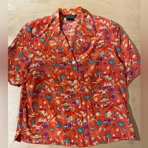 Vintage Ann May Silk Button Up Shirt Small (JR)